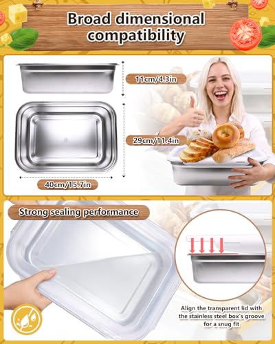 2 Pack Pizza Dough Proofing Box, 10L Stainless Steel Proofing Container with Clear Airtight Lid, Stackable Fermentation Storage for Dough Balls & Bread, Includes Cutter - color: Stainless Steel-10L
