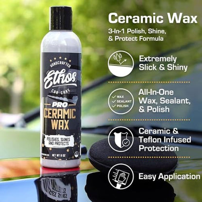 Ethos Ceramic Wax - Aerospace Coating Protection | Ceramic Polish and Top Ceramic Coat | Ceramic Car Coating | Slick, Hydrophobic Finish - color: Ceramic Wax 8oz