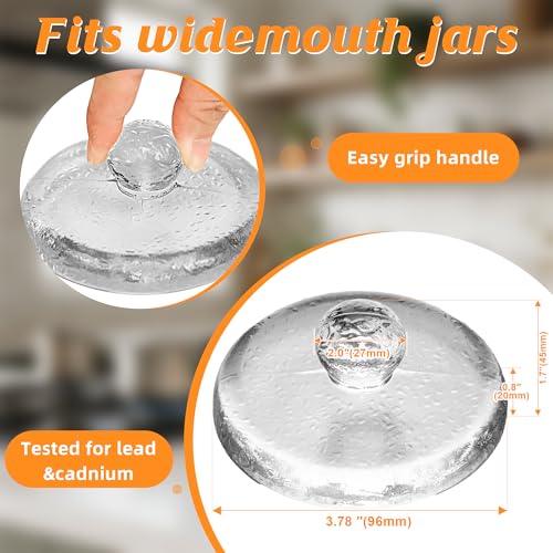 3.78" Glass Fermentation Weights for Gallon Jars, 2-Pack, Grip Handle | Designed for jars with an inner diameter of 3.8 inches or larger