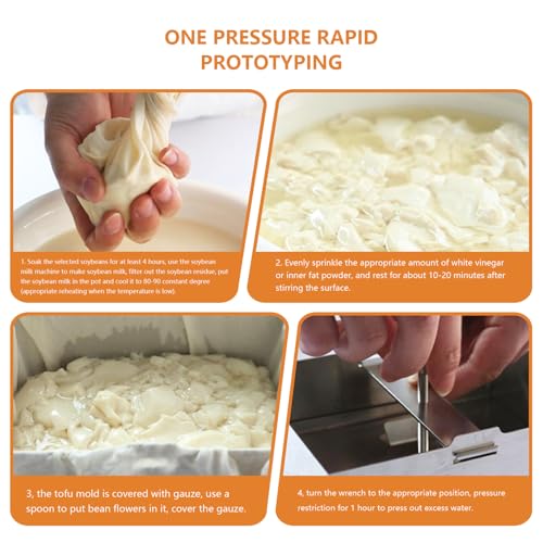 Cheese Press,Tofu Press, Stainless Steel Tofu Presses, Adjustable Paneer Maker with Drain Hole and Drip Tray, Cheese Press for Making 1kg Tofu