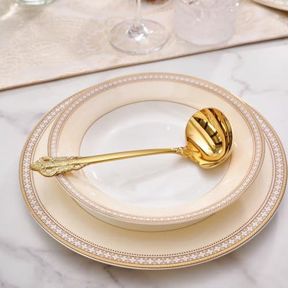 KEAWELL Premium 7.5 inch Luxury Gravy Ladle, 18/10 Stainless Steel, Small Gravy Spoon for Home. Solid and Sturdy, Dishwasher Safe. (1, Gold) - color: Gold