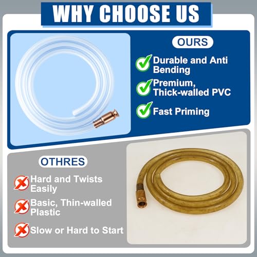 Wadoy Gas Siphon Hose Pump, Shaker Siphon for Gasoline/Fuel/Water Transfer, Safety Self Priming Hose 1/2" Valve (2 pcak) - size: 2 Pack 6FT