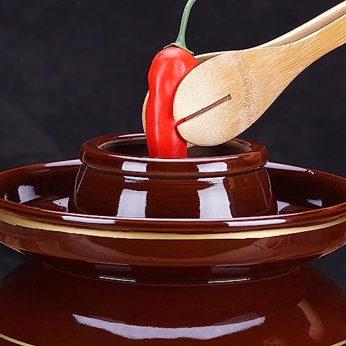 Ceramic Fermentation Crock Jar Kit,Sauerkraut Crock, Traditional Chinese Porcelain Pickle Jar with Water Seal Airlock Lid,Pickle Jar for Fermenting or Pickling Pickl 2.5kg - size: 2.5kg