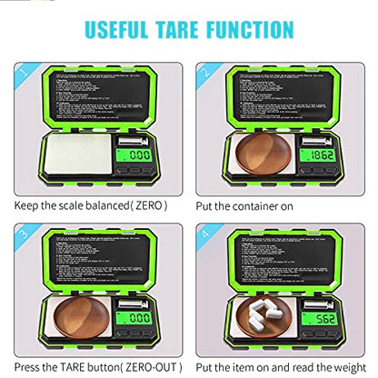 Fuzion Digital Pocket Scale, 200g x 0.01g Gram Scale, Mini Scale 6 Units Jewelry Scale with LCD Display, Tare Function, 50g Cal Weight - color: Green, size: 200/0.01g
