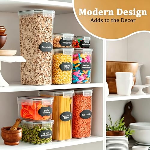28pcs Airtight Containers, Clear Stackable Dry Food Storage | clear airtight containers with tight lids keep dry food fresh. Safe plastic, stackable for pantry kitchen storage - size: 28 pcs(42.56L)