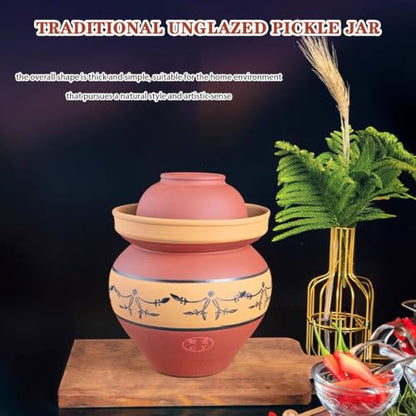 Old-Style Unglazed Fermentation Tank, Water-Sealed Kimchi Jar, High-Temperature Fired Kaolin, Double-lid Design(4.5kg/158.7oz) - size: 4.5kg/158.7oz