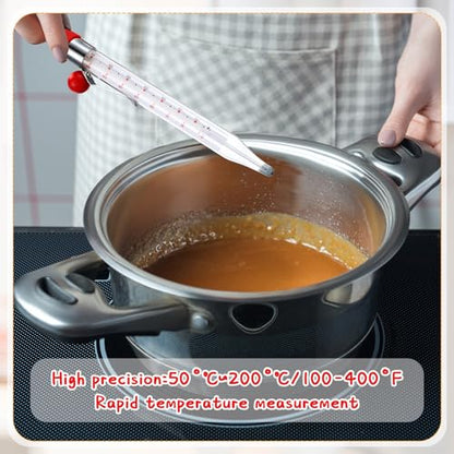 Photect Candy Thermometer with Pot Clip 8" Deep Fry Oil Thermometer for Candy Making Instant Read Cooking Food Thermograph Sugar Syrup Jam Jelly Oil Temperature Kitchen Accessories(Red,1 Pcs) - color: Red