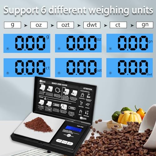Weigh Gram 200g Digital Pocket Gram Scale 0.01g Accuracy, 200g x 0.01g Mini Digital Grams Scale, Small Food Scale, Jewelry Scale, Ounces Grains Scale With100g Calibration Weight - size: 200g / 0.01g (Model: TOP-100)