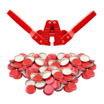 Fermentaholics Beer Bottle Capper & Lid Set – Double Wing Manual Capping Tool with 144 Crown Caps – Fits Standard 12 oz & Homebrew Beer Bottles (Capper & Lid Set -144 Red Crown Caps) - size: Capper & Lid Set -144 Red Crown Caps