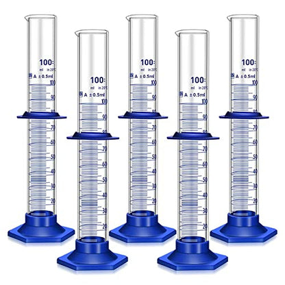 5PCS Graduated Cylinder Measuring Cylinder Thick Glass Lab Cylinders (100ML)