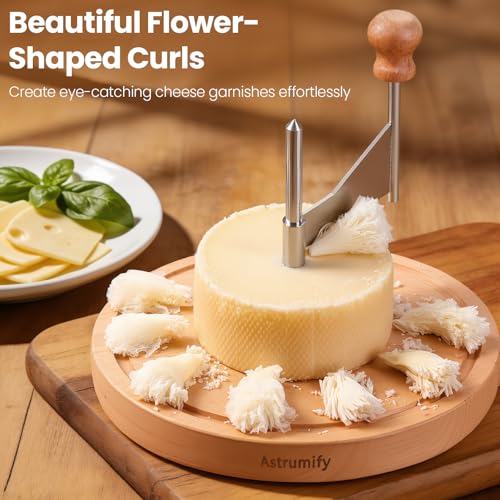 Tête de Moine Cheese Curler Shaver, Professional Stainless Steel Rotary | Wood Base Rotary Shaver for Rose-Shaped Cheese Curls, Chocolate, and Charcuterie Boards, Ideal for Gifting