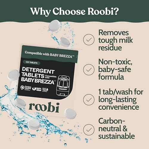 Roobi Detergent Tablets Compatible with Baby Brezza Bottle Washer Pro. Removes Milk Residue & Odor, Hypoallergenic Carbon Neutral Formula. 120 Count. - style: 120 Detergent Tablets