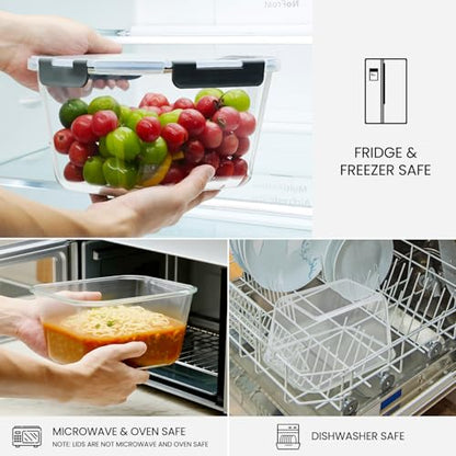 2 Pack Large Glass Storage Containers with Lids 85oz/10.5cup Big Airtight Glass Food Storage Containers for Rotisserie Chicken Watermelon Meal Prep, BPA Free, Freezer Dishwasher Oven Safe - color: gray