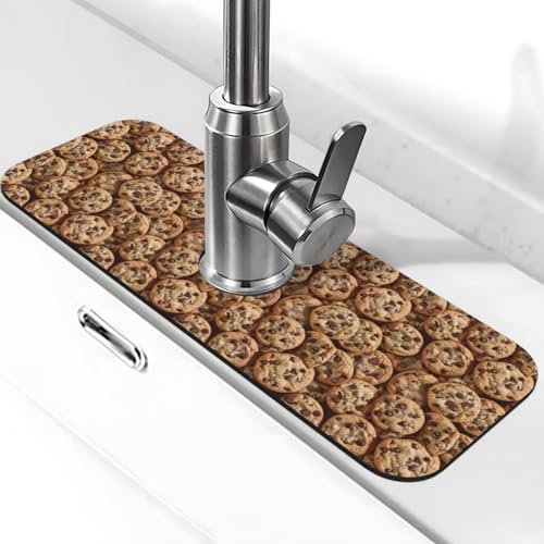Chocolate Chip Cookie Faucet Mat For Kitchen Sink, Absorbent Countertop Protector, Quick Dry Sink Splash Guard Pad, Waterproof Draining Mat 15" X 5.5" - color: Style 7
