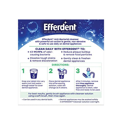 Efferdent Denture Cleaner Tablets – Dental Appliances, Aligners, Mouth Guard, and Retainer Cleaner Tablets, Minty Fresh & Clean, 44 Count