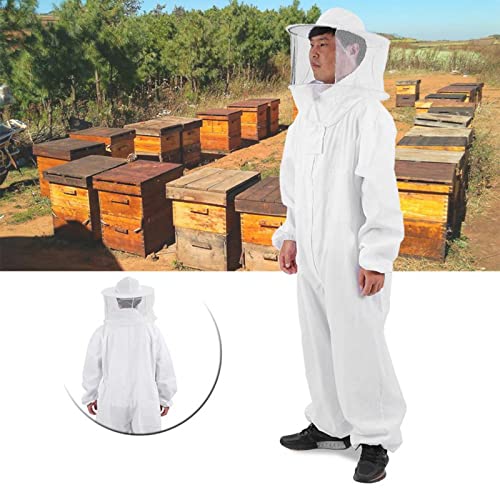Bee Jacket,Professional Soft Beekeeping,Beekeeping Veil Protective Equipment,Full Keeper Suit with Beekeeper Hat for Men Women (White XXL) - color: White Xxl