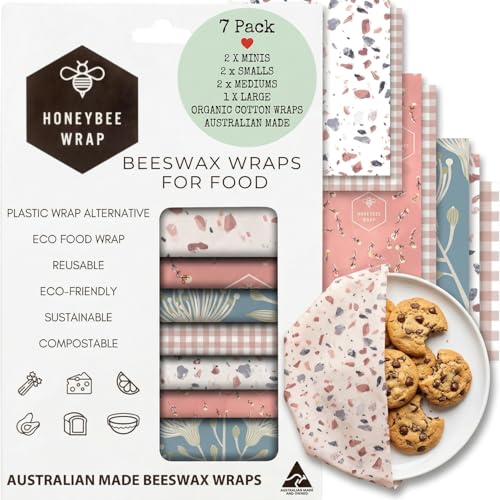 Reusable Beeswax Wraps for Food | 7 Pack | Eco Friendly, Organic, Biodegradable, Plastic Free, Bee's Wrap Bowl Covers and Food Storage | Cling Wrap Alternative - color: Multicolor - Pastels