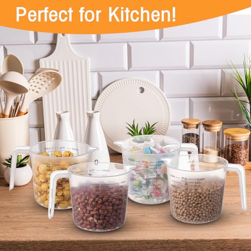 Kanayu 36 Pcs Plastic Measuring Cup Clear Measuring Mug with Spout and Handle Grip Capacity Clear Graduated Pitcher for Kitchen Flour Water Liquids(Black,32 oz, 4 Cups) - color: Black, size: 32 oz, 4 Cups
