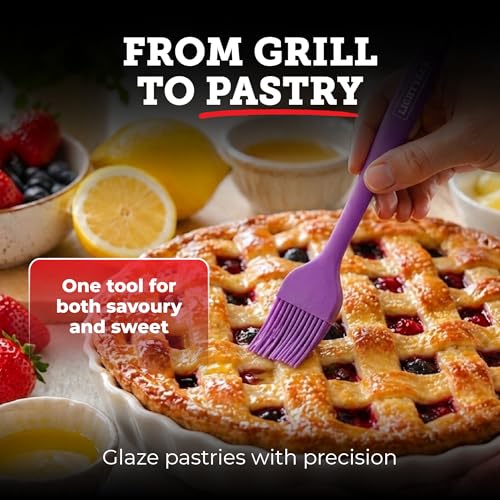 Lightyear Silicone Basting Pastry Brush Set (2 Pcs) ❘ 450°F Heat Resistant Oil Brush for Your Kitchen - Ideal For BBQ’s, Baking & Cooking 100% Food Grade Silicone - BPA Free & Dishwasher Safe (Purple) - color: Purple