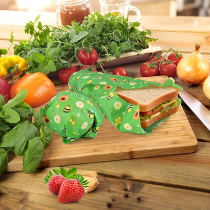 Beeswax Food Wraps 2 Roll 13 x 39 Inch Reusable Beeswax Wraps Eco-Friendly Sustainable Food Storage Wraps for Sandwich, Cheese, Fruit, Bread, Snacks - size: 2 pcs Green