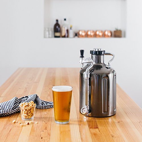 GrowlerWerks uKeg Carbonated Growler, 128 oz, Black Chrome - color: Black Chrome, size: 128 Ounces