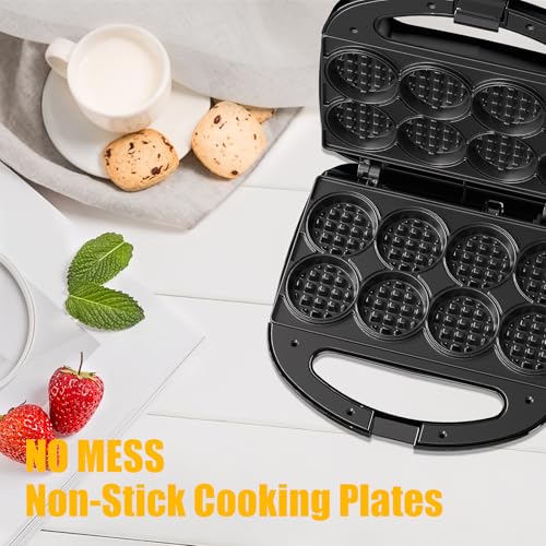 OSTBA Mini Waffle Maker: 750W Powerful Heating, Cooks 8 Waffles at Once, Fast & Even Cooking, Non-Stick & Easy Clean, Compact & Portable for Family Breakfast - style: ABS07-C