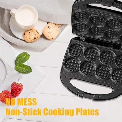 OSTBA Mini Waffle Maker: 750W Powerful Heating, Cooks 8 Waffles at Once, Fast & Even Cooking, Non-Stick & Easy Clean, Compact & Portable for Family Breakfast - style: ABS07-C