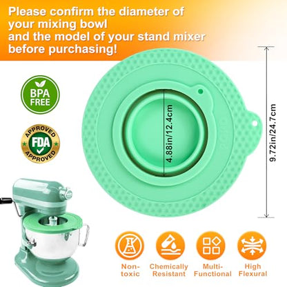 Silicone Mixer Bowl Cover Compatible with KitchenAid 6 Quart Bowl-Lift Stand Mixer, Mixer Bowl Lid to Prevent Spilling of Ingredients - color: Fit for 6qt - Green