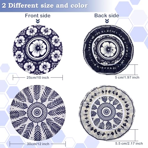 2 Large Reusable Beeswax Bowl Covers for Bread Proofing, 10/12 Inch Elastic Beeswax Wraps Cotton Cloth Sourdough Bowl Covers for Proofing Baskets, Mixer Bowls, Food Storage Containers - color: Palm Branches