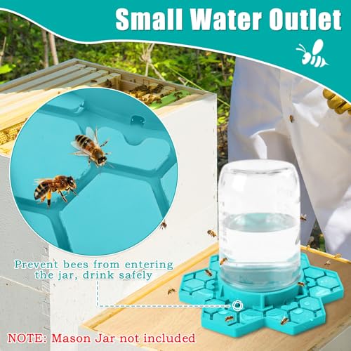 2 Pack Bee Feeder for Mason Jar, Silicone Bee Watering Station, Compatible with Regular and Wide Mouth, Bee Feeders for Hives, Beekeeping Supplies, Bee Waterer for Outside Garden(Blue) - color: Blue-2pack