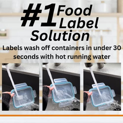 2x1 Dissolvable Labels for Food Containers (500, Blue) - Writeable, Heat-Resistant, Freezer-Safe, Bilingual Restaurant Supplies - color: Blue, size: 500