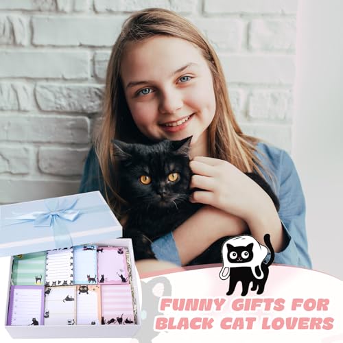 Chiisong 12 Pads Black Cat Sticky Notes 3x4 Inch Cat Notepad Cute Self Stick Notepads Funny Adhesive Memo Pad Office Decor Gifts for Animal Lover Gift Meeting Office Christmas Supplies - style: Black Cat