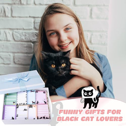 Chiisong 12 Pads Black Cat Sticky Notes 3x4 Inch Cat Notepad Cute Self Stick Notepads Funny Adhesive Memo Pad Office Decor Gifts for Animal Lover Gift Meeting Office Christmas Supplies - style: Black Cat