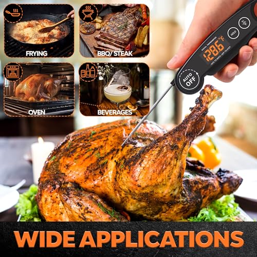 Instant Read Food Thermometer Rechargeable Meat Thermometer Digital Kitchen Thermometer - Fast & Accurate Food Thermometer for Cooking, Grill Thermometer, Birthday Gift for Husband, Dad, Men