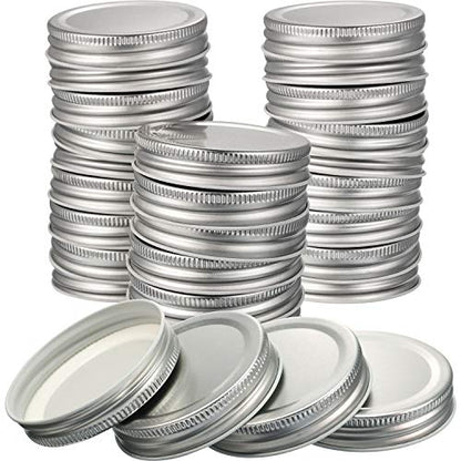 Chuangdi 30 Packs Mason Jar Lids Bulk Regular Mouth Canning Lids Leak Proof Secure Mason Storage Solid Caps(Silver,Steel) - color: Silver
