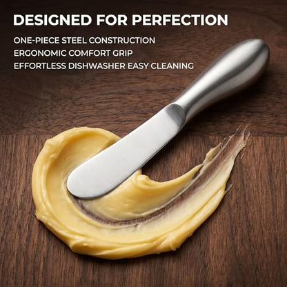 2PCS Stainless Steel Butter Knife Set, Multipurpose Butter Spreader Knife for Cold Butter, Cream Cheese, Jam, Pastry, Charcuterie Board and Kitchen Food Prep