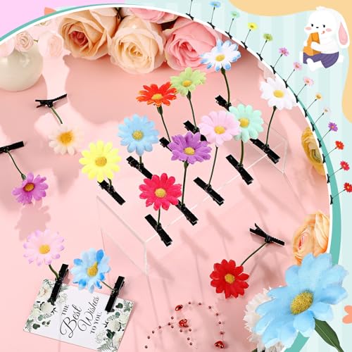 30 Pcs Bean Sprout Hair Clips Rave Mixed Style Plant Hairpins Hair Accessories for Party Irish(Vivid Flower) - style: Vivid Flower
