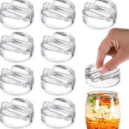 INOOMP Glass Fermentation Weights for Mason Jars, Wide Mouth Flat-bottomed Glass Lids for Fermenting and Canning, Kitchen Jar Accessories Set of 4