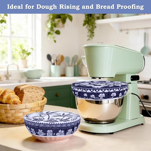 2 Large Reusable Beeswax Bowl Covers for Bread Proofing, 10/12 Inch Elastic Beeswax Wraps Cotton Cloth Sourdough Bowl Covers for Proofing Baskets, Mixer Bowls, Food Storage Containers - color: Tropical Plants