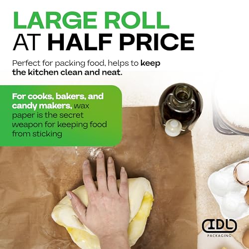 Brown Wet Wax Paper Roll 18" x 100' - USA-Made Moisture-Repellent Cooking Paper for Packing, Storing & Freezing - Heavy-Duty Food-Safe Wrapping Material for Meat, Cheese & Baked Goods by IDL Packaging - size: 18" x 100 feet
