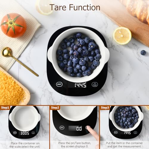 Arboleaf Smart Food Kitchen Scale, 22lb Digital Food Scale with Nutritional Calculator, Smart Kitchen Weighing with App for Macro, Keto, Calorie, Cooking, Grams and Ounces, 0.1oz/0.5g, Black - color: Black