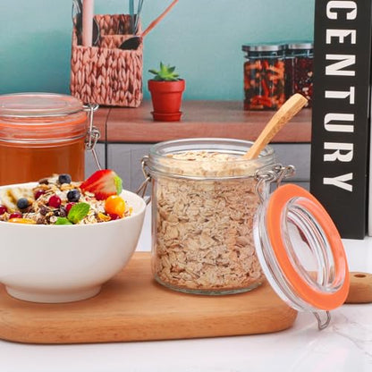 8 oz Glass Jars with Lids, 6 Pack Small Glass Jars with Airtight Lid | Overnight Oats Containers with Lids, Glass Spice Jars with Airtight Lids for Kitchen Canning, Honey, Nuts, Snacks, Jelly - size: 8oz*6-cylinder