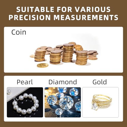 SKEAP Digital Coin Scale, Gram Scale 0.01g Accuracy for Coin Collectors, Bank Tellers and Home Use, Ideal Scale for Gold and Jewelry, 200g Capacity with Calibration Weight