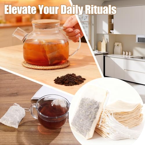 60Pcs Reusable Tea Bags for Loose Leaf Tea, 3x4inch Sachet Bags Empty, Unbleached Muslin Cloth Bag with Drawstring for Potpourri Spice Rosemary cheese cloths cheesecloth Coffee Herbs Cooking Soup