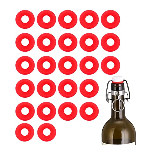 Bottle Gasket Replacement,Bottle Replacement,Silicone Gasket, 25Pcs Silicone Rubber Gaskets Washer, Red Silicone Gaskets for Swing Flip Top Bottle Home Brew Beer Bottle Seals