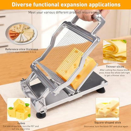 Commercial Cheese Slicer With Wire 6mm Cheese Cutter Butter Cutting Board Machine Aluminum Alloy Commercial Cheese Slicer with 316 Stainless Steel Wire Kitchen Cooking Baking Tool - size: 0.24"