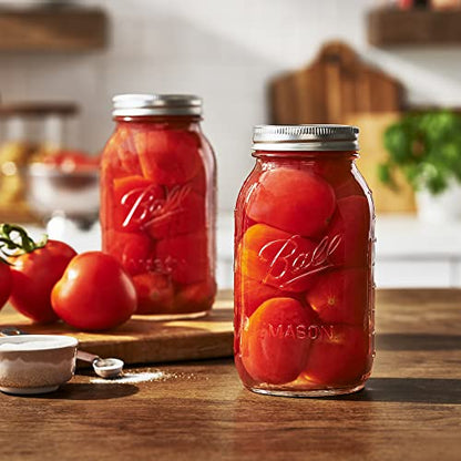 Ball Regular Mouth Quart (32oz) Canning Jars, 12 Pack, CLear - size: 12 Pack, style: Regular Mouth