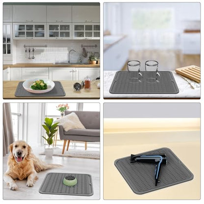 ZLR Silicone Dish Drying Mat for Kitchen Counter, Eco-Friendly Fast Dry Dish Mat, Easy Clean Multi Usage Drying Matt, Heat Resistant Trivet, 12" x 16" Large, Dark Gray - color: Dark Gray, size: 16" x 12"