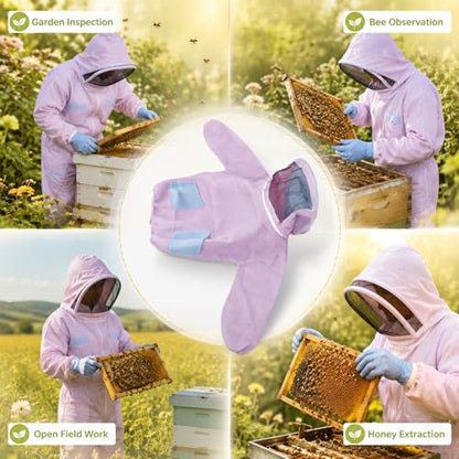 Beekeeping Jacket with Veil, Breathable Mesh Cotton Ventilated Bee Jacket for Women - Sting Protection, Cool Comfort, Stylish Design for Beekeeping