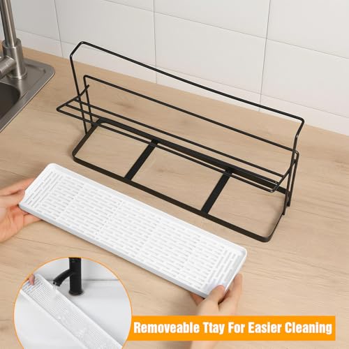 2-Tier Bottle Drying Rack Cup Cradle Storage with Drain Removable Tray Mug Organizer Over Sink Instant Dry Small Dish Dryer for Kitchen Countertop Water Bottles and Tumblers,Coffee Mugs, Glasses 15.7“